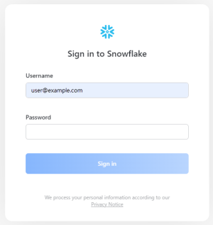 Login screen to Sign into your Snowflake instance.