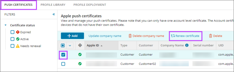 renew certificate