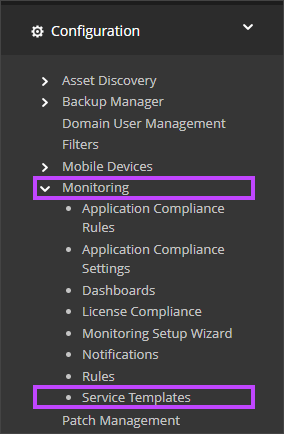 Export service templates