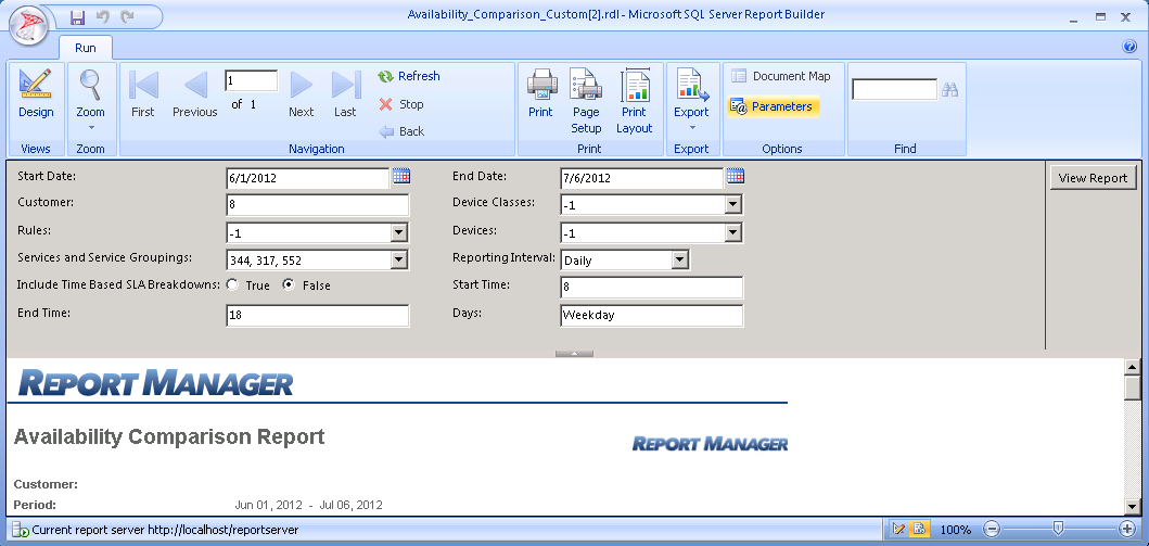 Preview Custom Reports in Report Builder