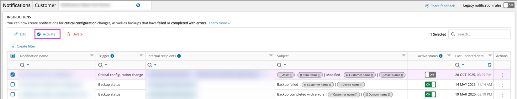 Enable Notification Function Manage Notifications