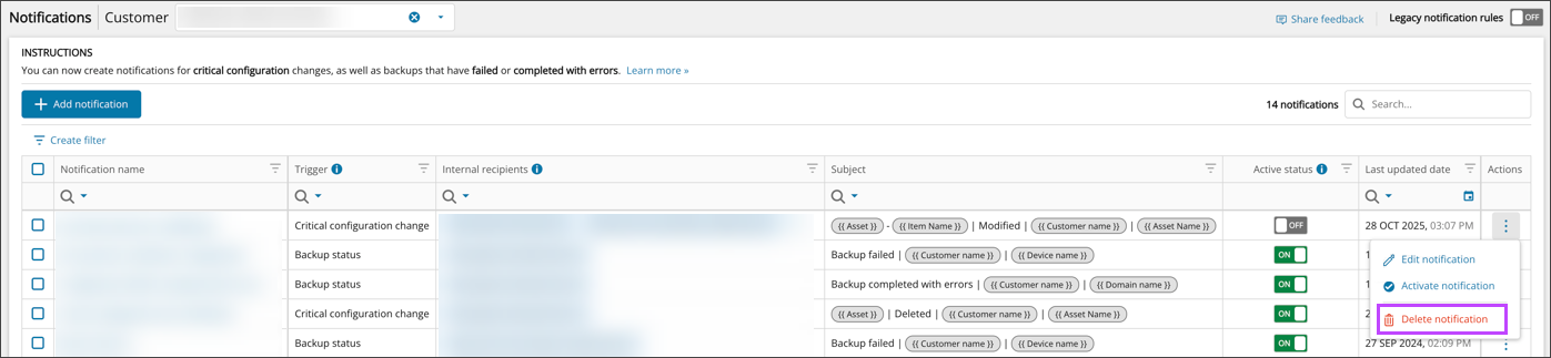 Manage Notifications