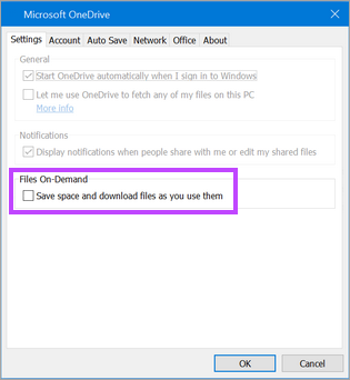onedrive files on demand missing